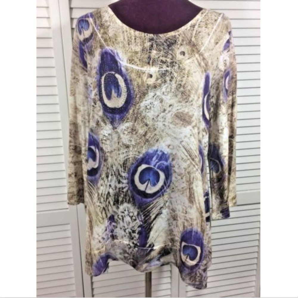 New Directions ND Womens Embellished Peacock Large